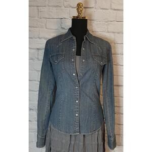 Super Cute Women's Laundry By Shelli Segal Long Sleeve Denim Top Size Medium